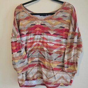Living Doll Los Angeles Ladies Aztec Tribal Long Sleeve Blouse Size S